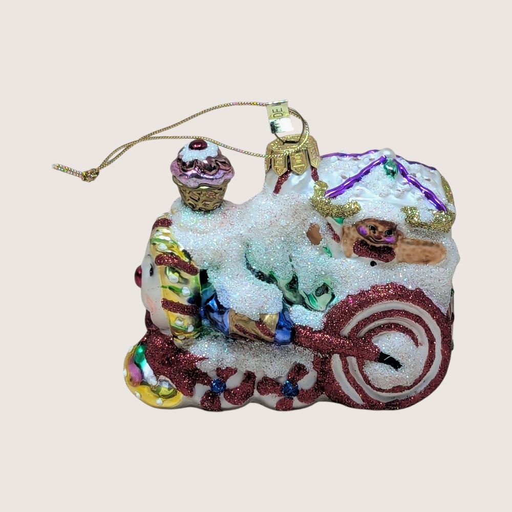 2003 Fitz and Floyd Holiday Treasures Blown Glass Train Ornament Christmas